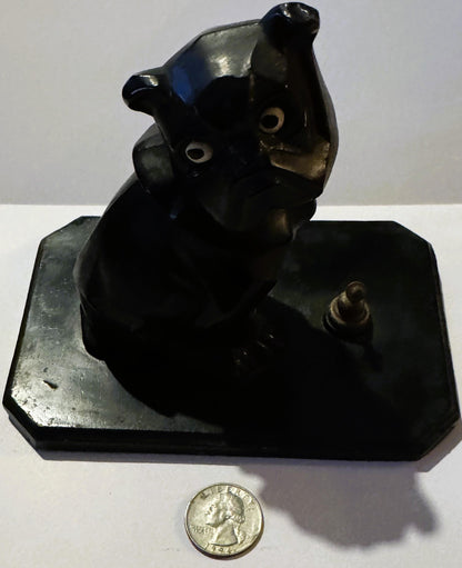 Vintage Art Deco Bulldog Inkwell Base 🐶 – Interwar European Cast Metal Desk Piece