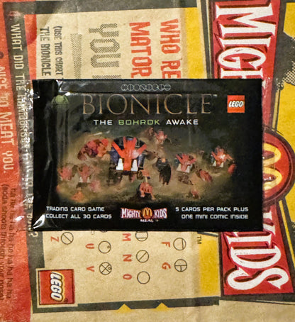 Vintage Bionicle Mighty Kids Meal Bag 🧱 McDonald's LEGO Bohrok Card Pack NOS 2002