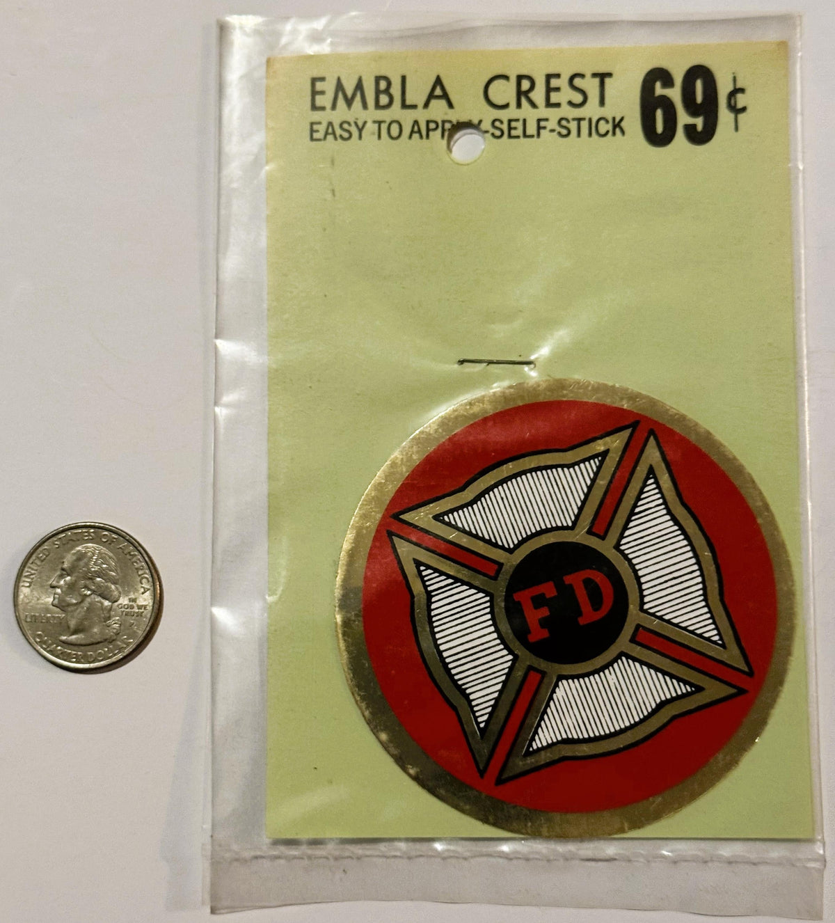 Rare Vintage 1960s FD Fire Department ✨ Firefighter Decal, Maltese Cross