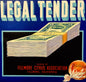 Antique 1930s Legal Tender Brand Valencias Crate Label — Sunkist, Fillmore Citrus Association, California