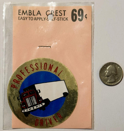 Rare Vintage 1960s Professional Driver Decal - Sticker ✨ Semi Truck, Unopened!
