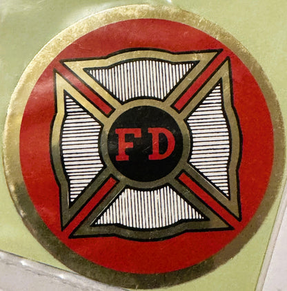 Rare Vintage 1960s FD Fire Department ✨ Firefighter Decal, Maltese Cross
