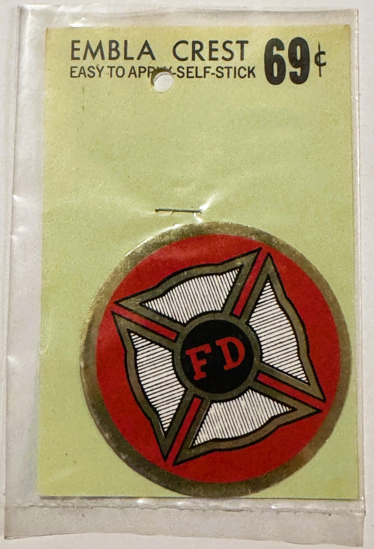 Rare Vintage 1960s FD Fire Department ✨ Firefighter Decal, Maltese Cross
