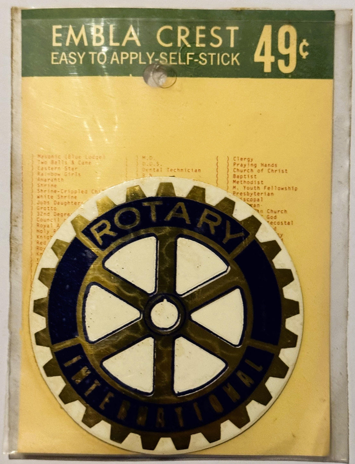 Vintage 1960s Rotary International Embla Crest Decal Discovered