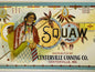 Antique 1920s Squaw Brand Petit Pois Extra Small Peas Can Label, Centerville Canning Co, Maryland ✨
