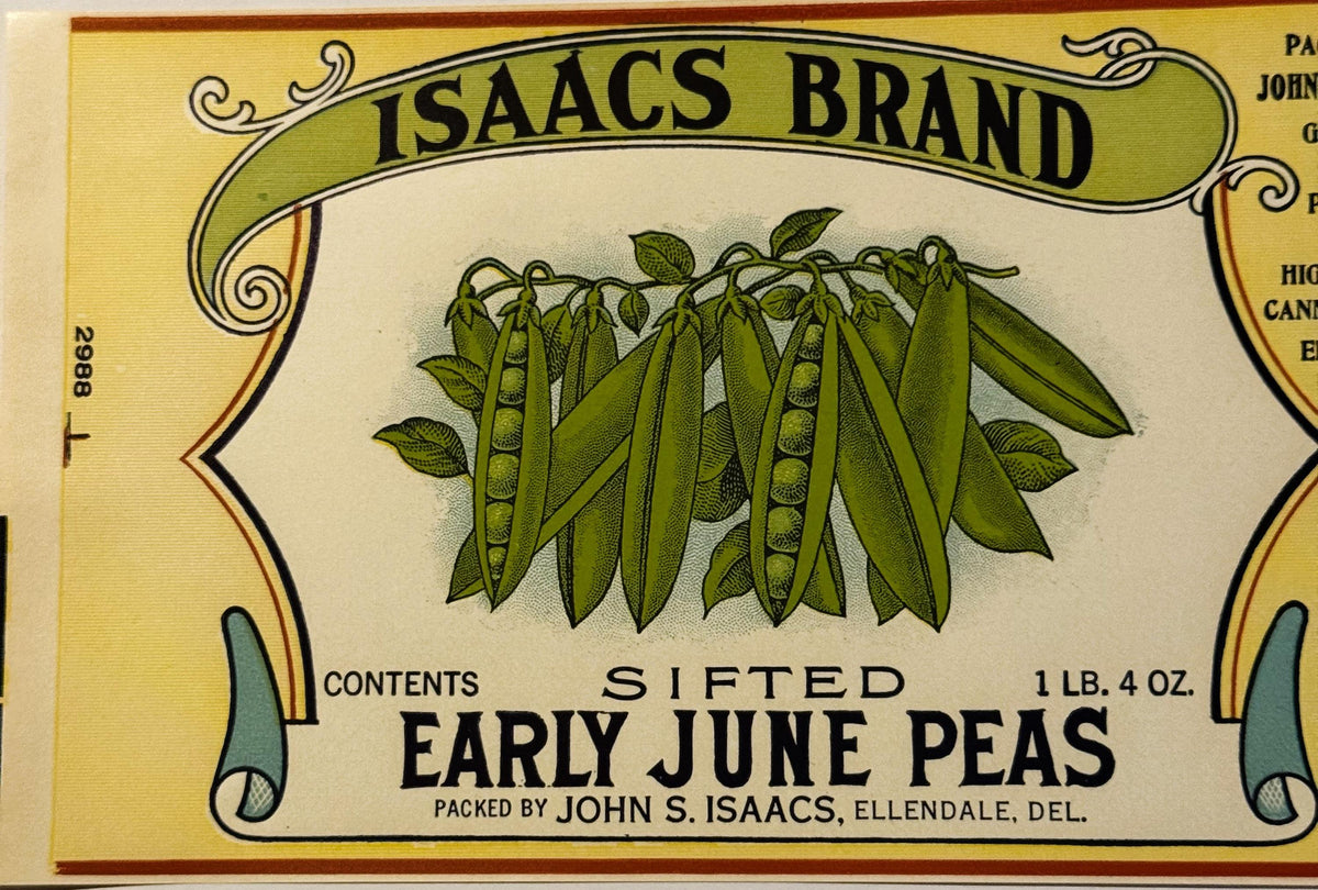 Antique 1930s Isaacs Can Label 🍺 Ellendale, DE, American Historic Success Story!