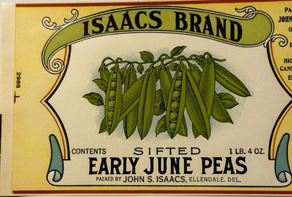 Antique 1930s Isaacs Can Label 🍺 Ellendale, DE, American Historic Success Story!
