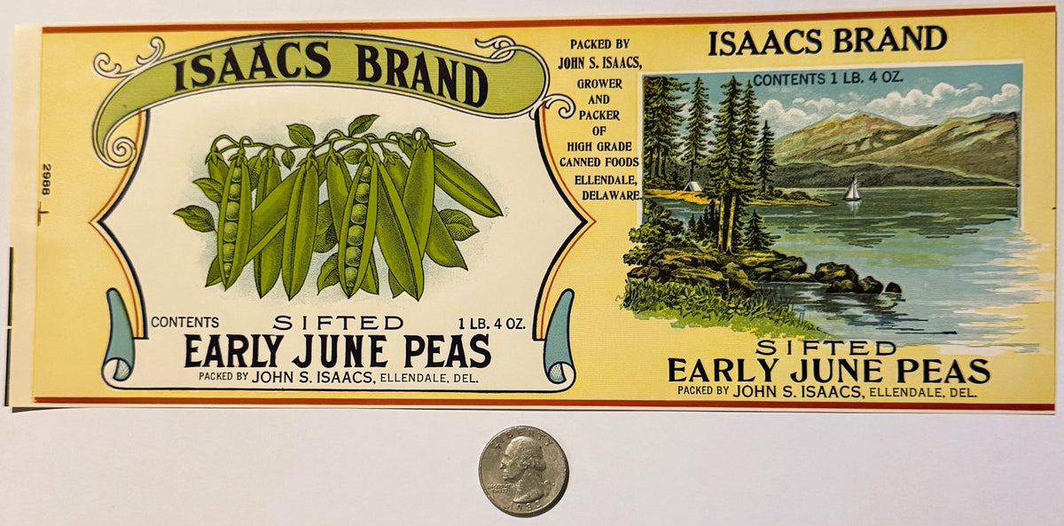 Antique 1930s Isaacs Can Label 🍺 Ellendale, DE, American Historic Success Story!