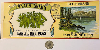 Antique 1930s Isaacs Can Label 🍺 Ellendale, DE, American Historic Success Story!