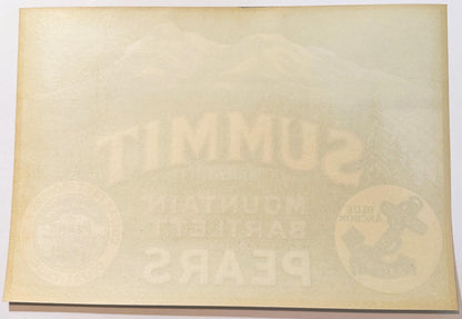Antique 1930s Summit Brand Mountain Bartlett Pears Crate Label — Colfax Fruit Growers Assn., Blue Anchor, Placer & Nevada Counties
