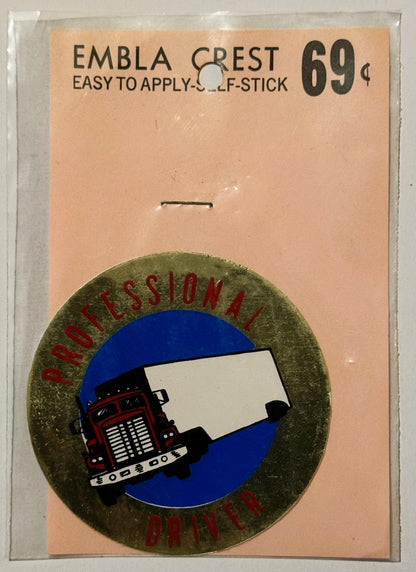 Rare Vintage 1960s Professional Driver Decal - Sticker ✨ Semi Truck, Unopened!