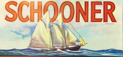 Antique 1930s Schooner Brand Lemons Crate Label — Goleta Lemon Association, Santa Barbara County CA