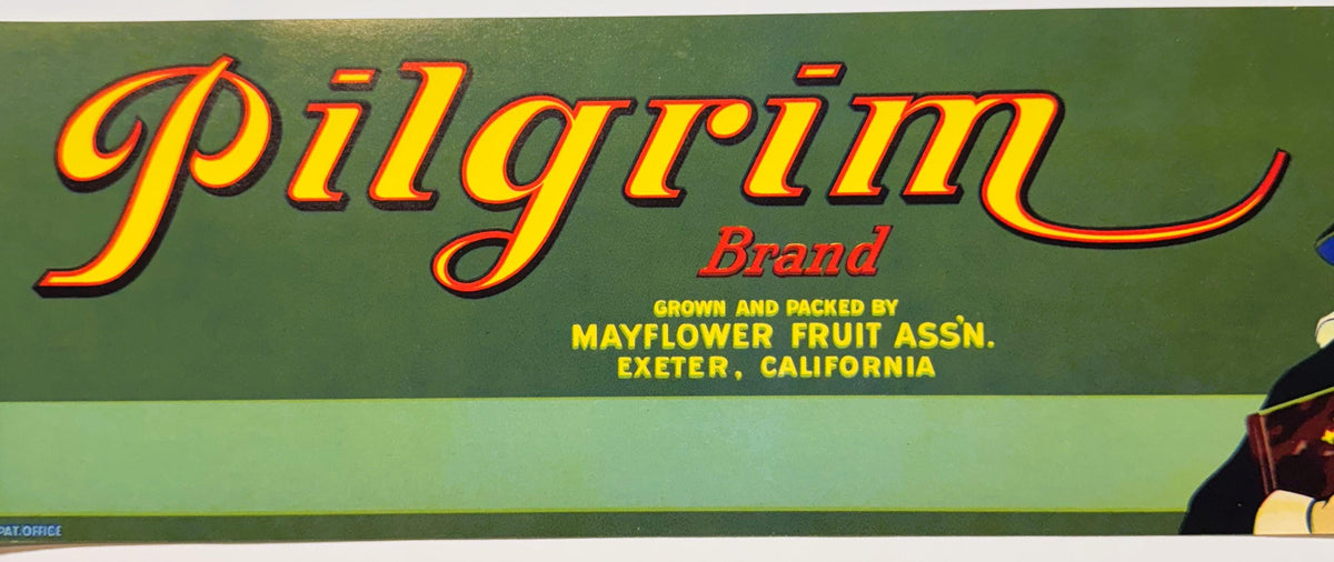 Vintage 1940s Pilgrim Crate Label – Mayflower Fruit Association, Exeter, California
