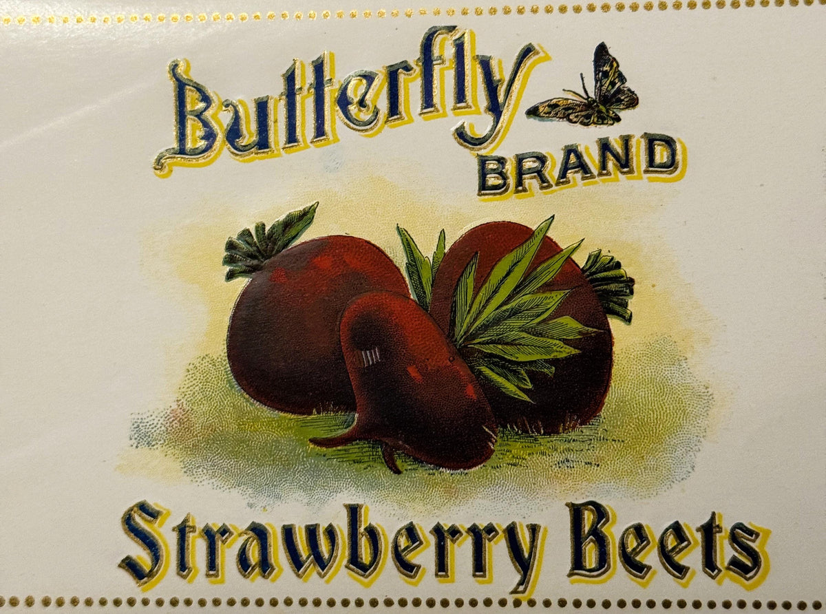 Antique 1900s Butterfly Gold Embossed Can Label ✨ Westernville, Oneida County, NY