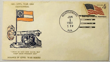 Vintage 1961 Civil War Centennial Series Keep Your Powder Dry Cover Stamped Envelope ✉️