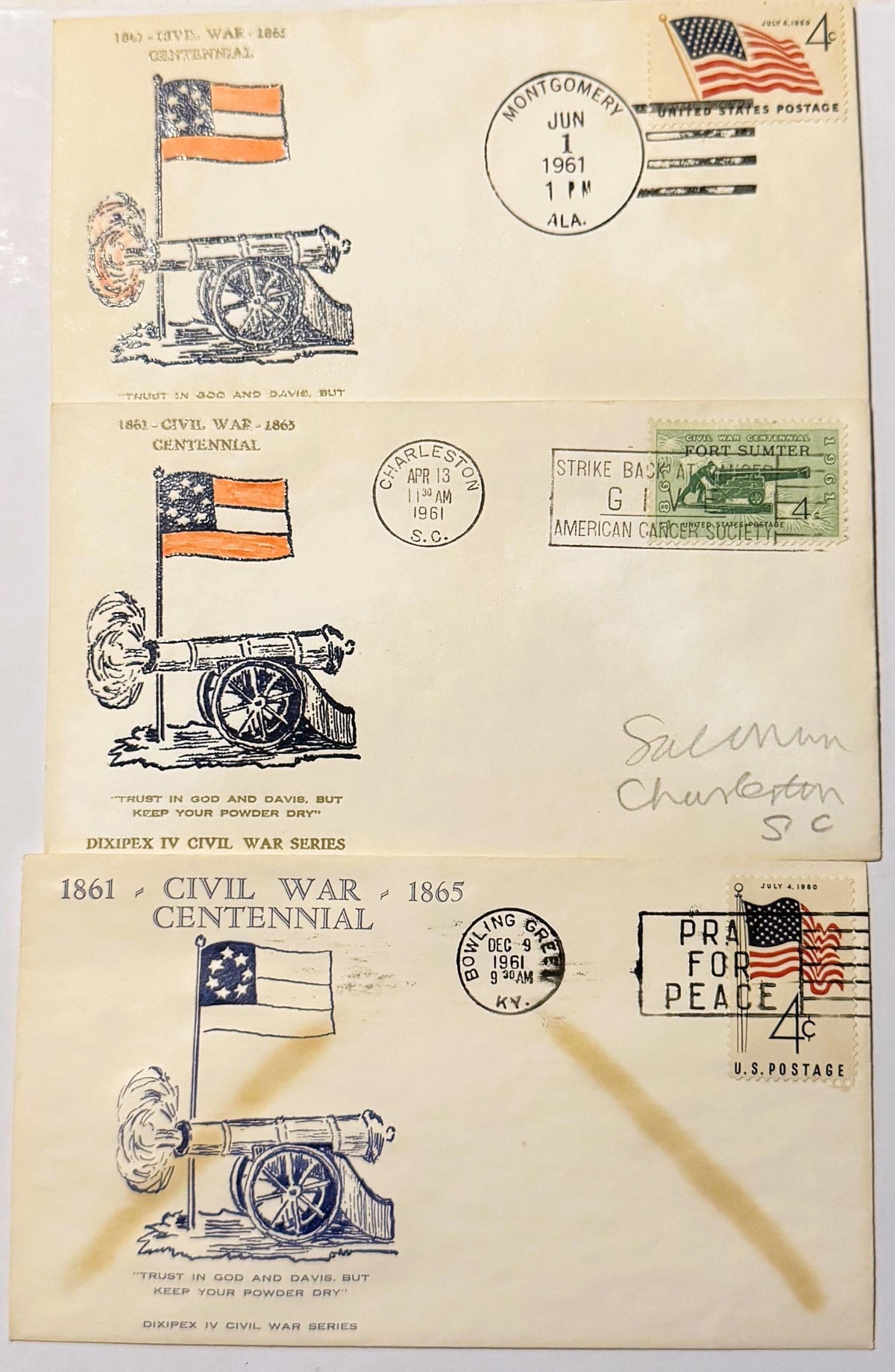 Vintage 1961 Civil War Centennial Series Keep Your Powder Dry Cover Stamped Envelope ✉️