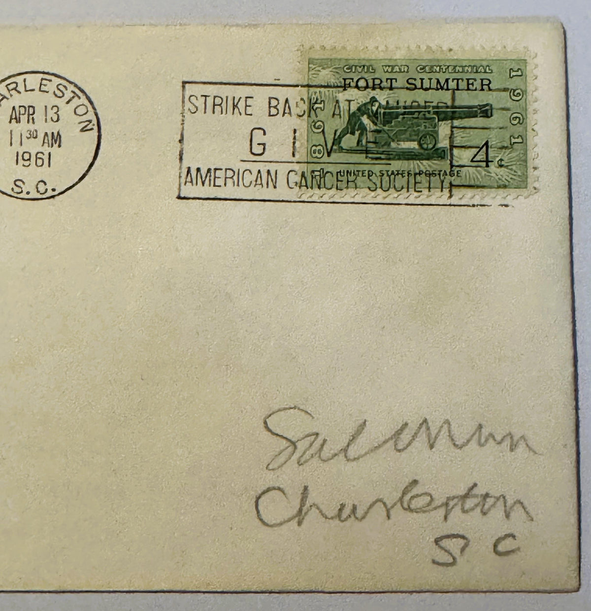 Vintage 1961 Civil War Centennial Series Keep Your Powder Dry Cover Stamped Envelope ✉️