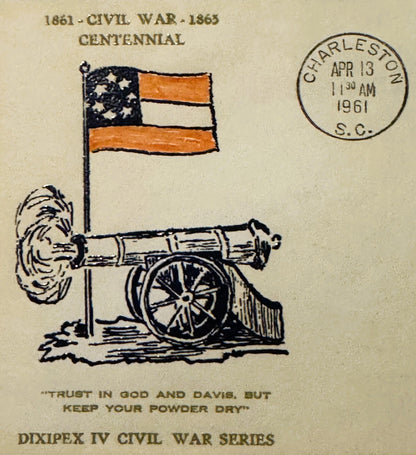 Vintage 1961 Civil War Centennial Series Keep Your Powder Dry Cover Stamped Envelope ✉️