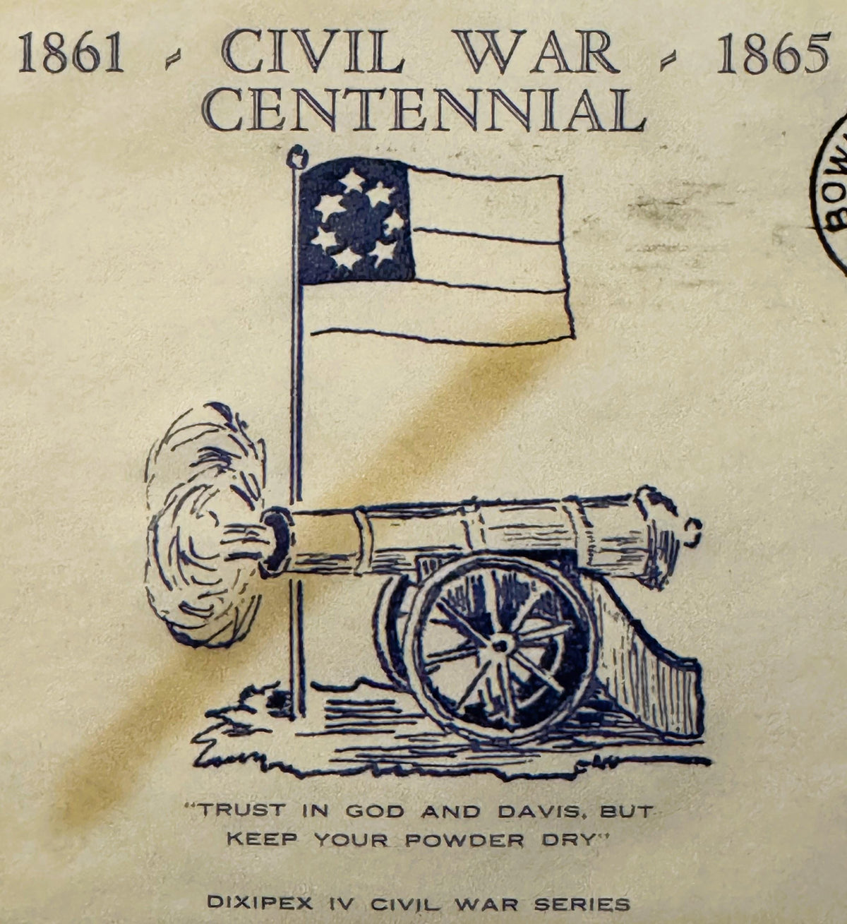 Vintage 1961 Civil War Centennial Series Keep Your Powder Dry Cover Stamped Envelope ✉️