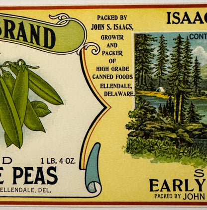 Antique 1930s Isaacs Can Label 🍺 Ellendale, DE, American Historic Success Story!