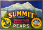 Antique 1930s Summit Brand Mountain Bartlett Pears Crate Label — Colfax Fruit Growers Assn., Blue Anchor, Placer & Nevada Counties