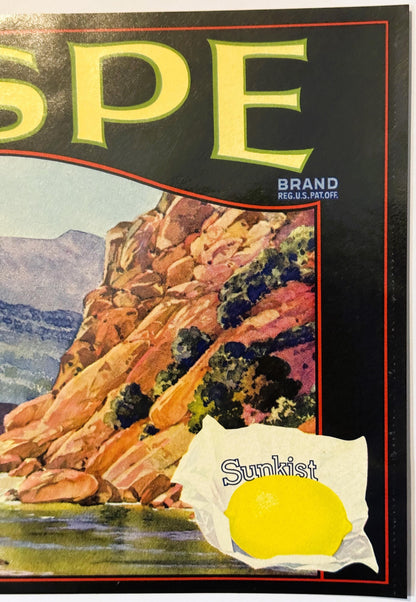 Antique 1930s Sespe Brand Sunkist Lemon Crate Label 🍋 — Fillmore Lemon Assn., Fillmore, Ventura County CA