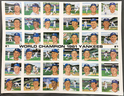 Vintage Susan Rini 1961 Yankees Uncut Press Sheet Mantle Maris Historic Limited Editions MLB Licensed Postcard Art Wall Display ⚾