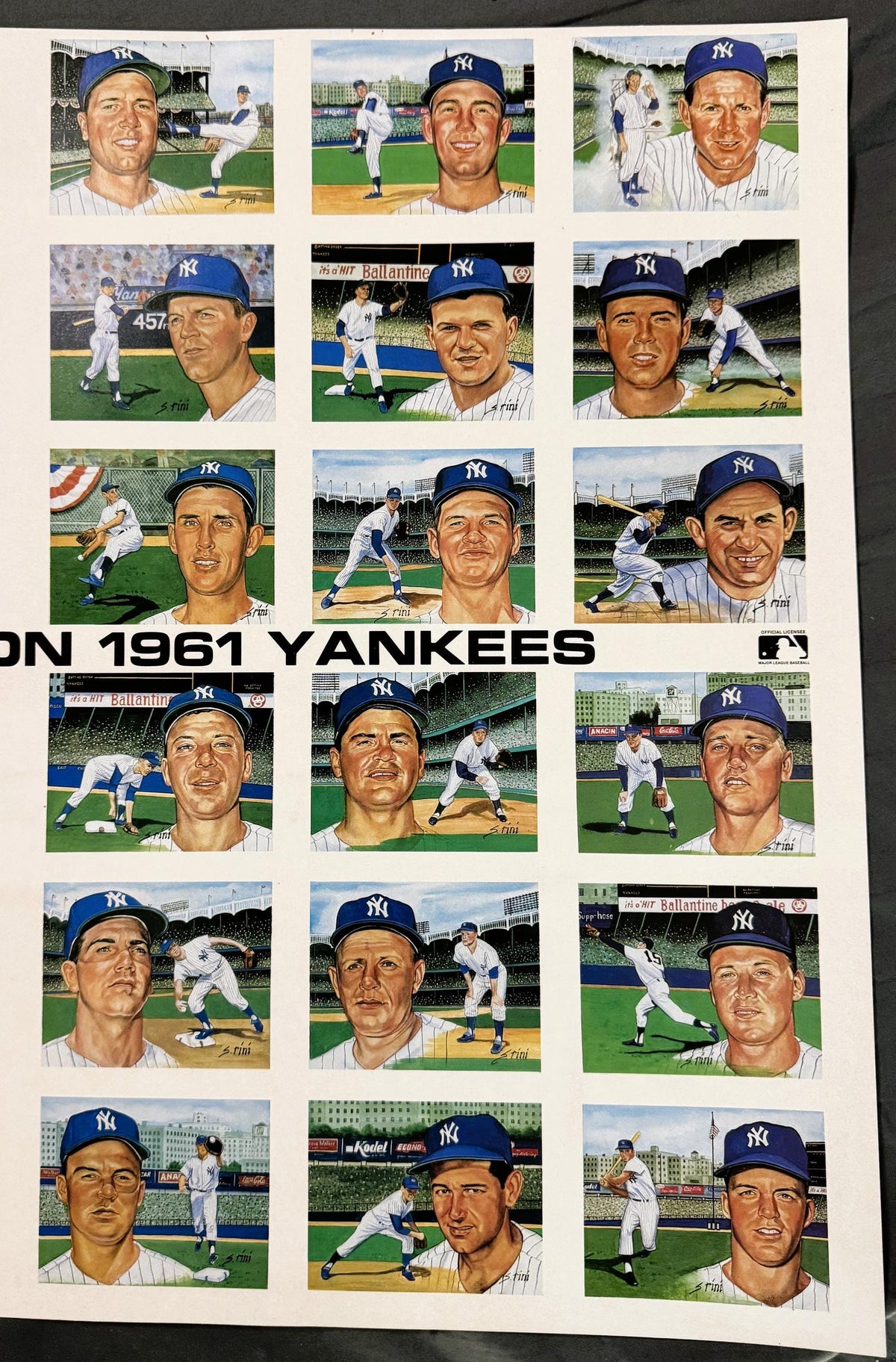 Vintage Susan Rini 1961 Yankees Uncut Press Sheet Mantle Maris Historic Limited Editions MLB Licensed Postcard Art Wall Display ⚾