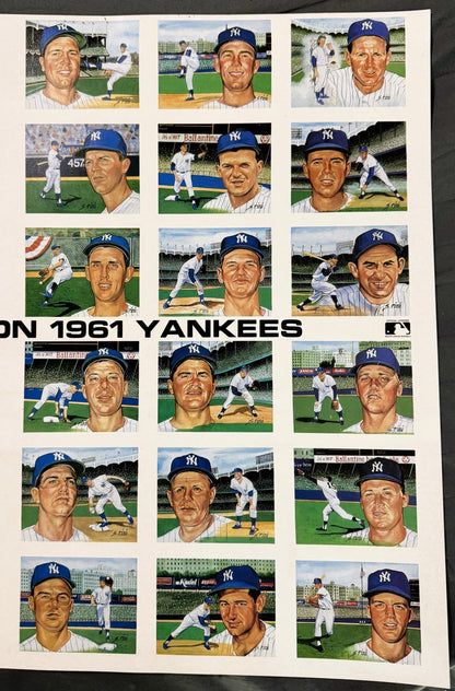 Vintage Susan Rini 1961 Yankees Uncut Press Sheet Mantle Maris Historic Limited Editions MLB Licensed Postcard Art Wall Display ⚾