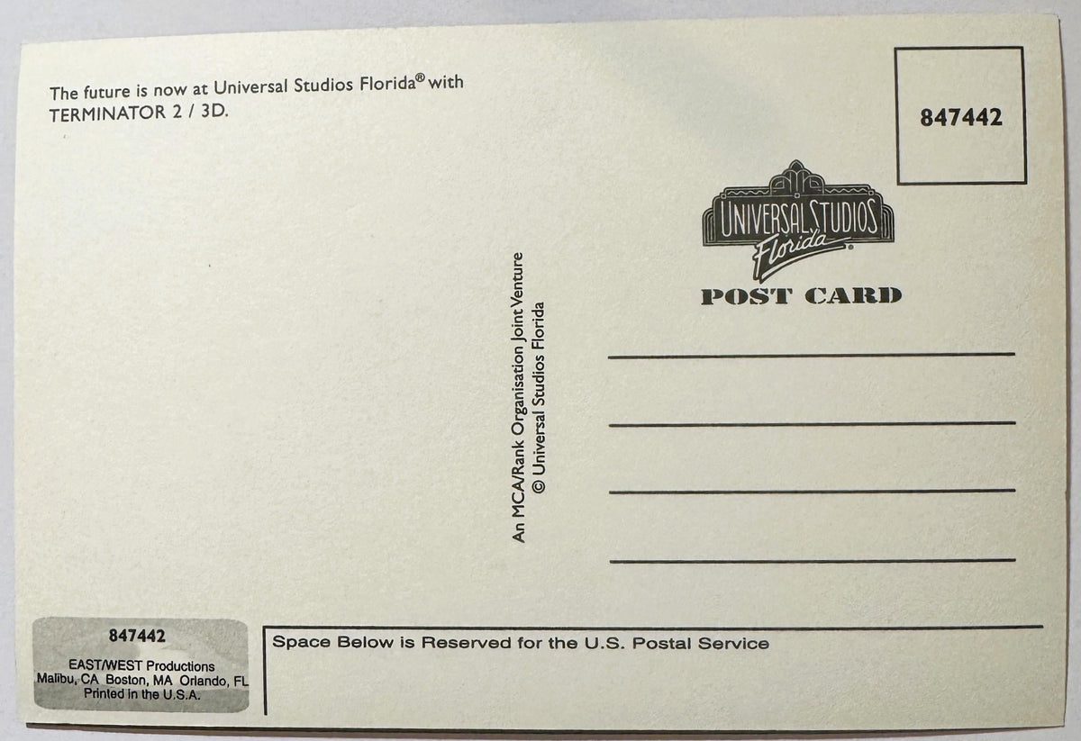 Vintage 1996 Terminator 2: 3‑D Postcard — Universal Studios Attraction Memorabilia