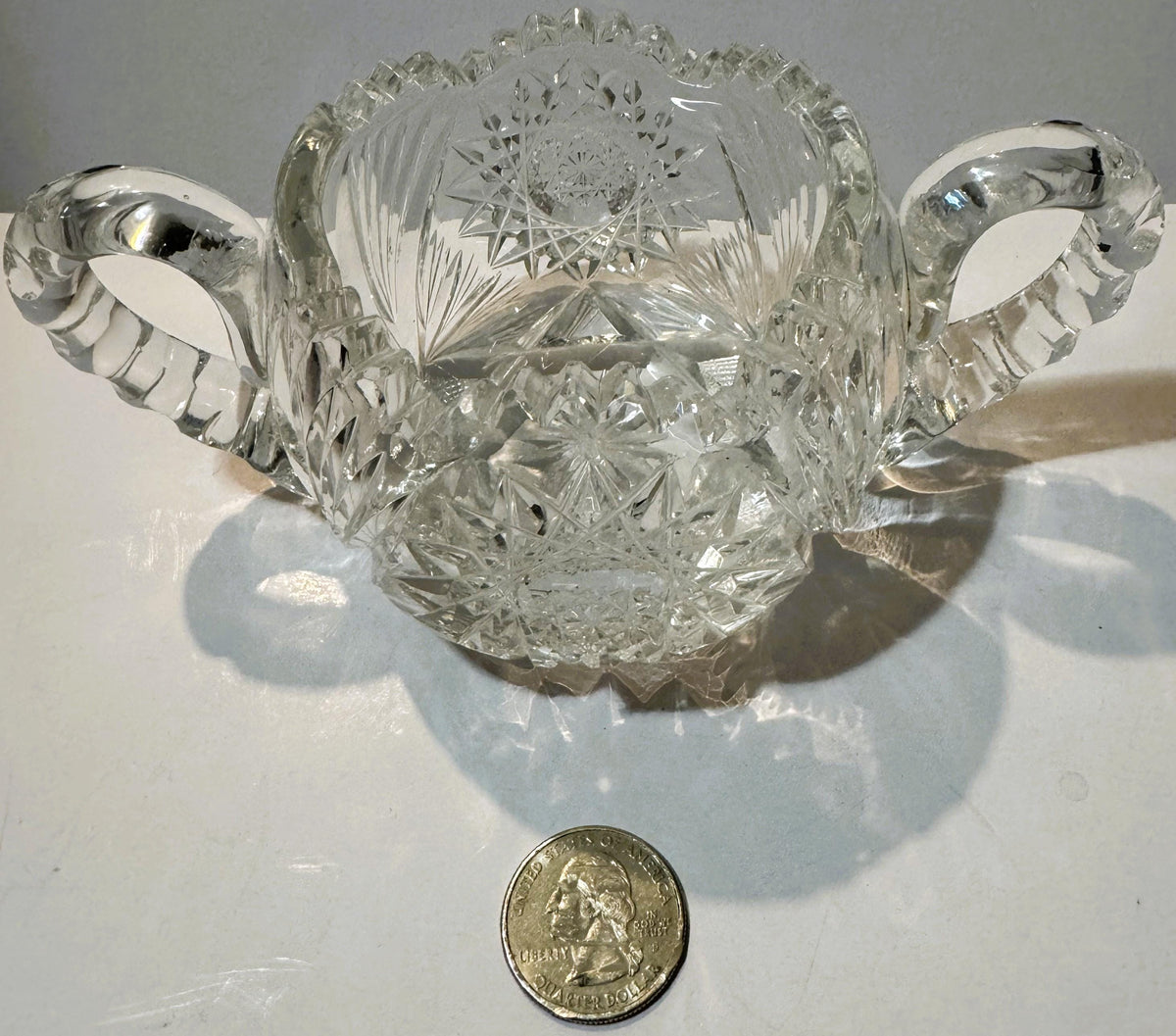 Antique American Brilliant Cut Glass Two-Handled Sugar Bowl ✨ Gilded Age 1876-1915