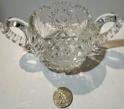 Antique American Brilliant Cut Glass Two-Handled Sugar Bowl ✨ Gilded Age 1876-1915