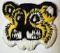 Vintage Embroidered Tiger Patch – NOS 1¼" Stylized Face Design (Yellow Black)