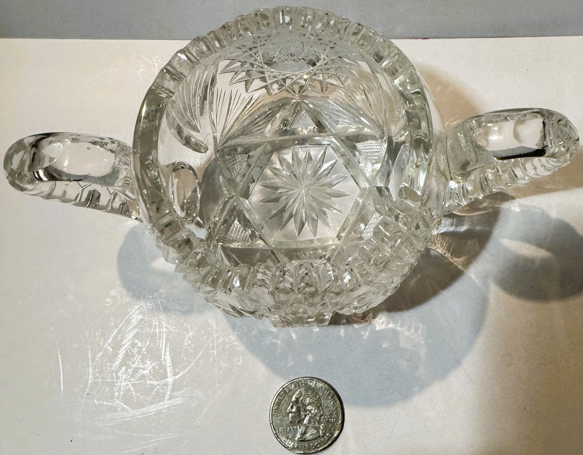 Antique American Brilliant Cut Glass Two-Handled Sugar Bowl ✨ Gilded Age 1876-1915