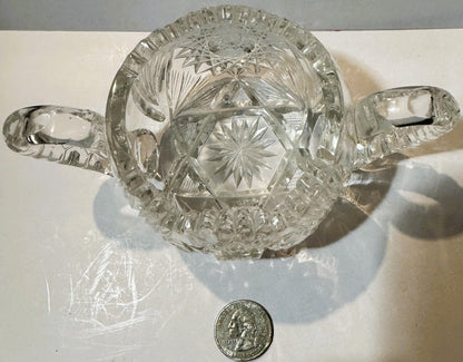 Antique American Brilliant Cut Glass Two-Handled Sugar Bowl ✨ Gilded Age 1876-1915