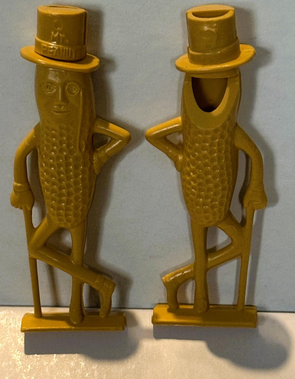 Vintage Planters Mr. Peanut Figural Whistle NOS Advertising Collectible Red & Gold Plastic Figure Top Hat Monocle