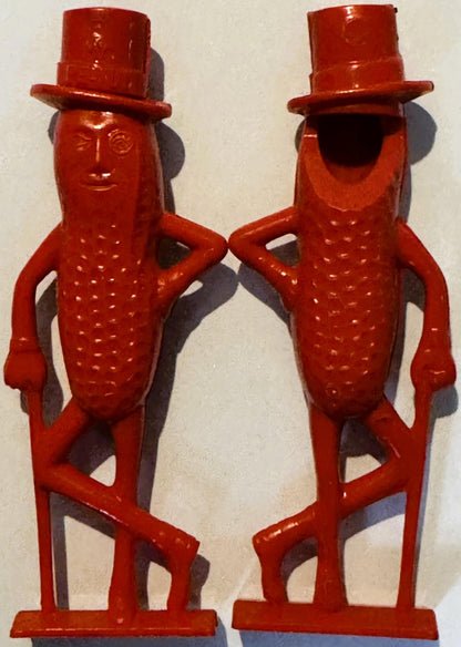 Vintage Planters Mr. Peanut Figural Whistle NOS Advertising Collectible Red & Gold Plastic Figure Top Hat Monocle