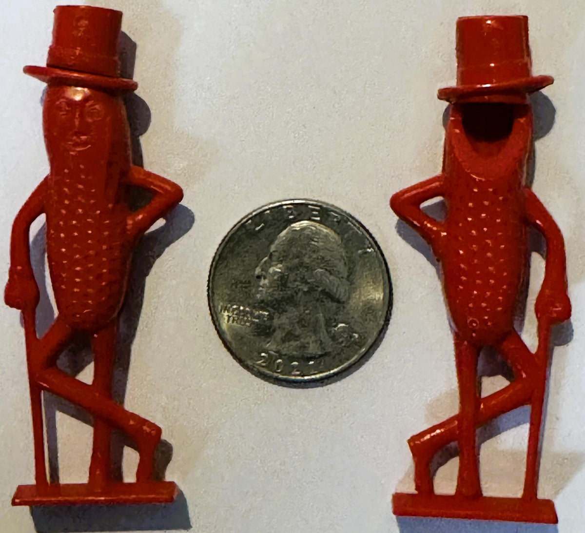 Vintage Planters Mr. Peanut Figural Whistle NOS Advertising Collectible Red & Gold Plastic Figure Top Hat Monocle