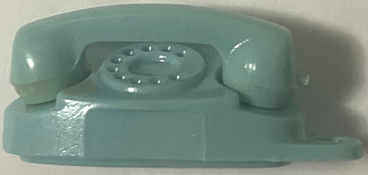 Vintage Teal Princess Phone Keychain Charm ☎️ Bell System Rotary Bedroom Telephone Mid-Century Novelty Ornament