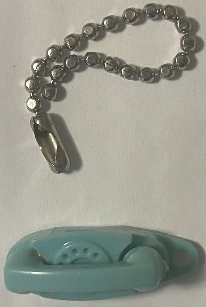 Vintage Teal Princess Phone Keychain Charm ☎️ Bell System Rotary Bedroom Telephone Mid-Century Novelty Ornament