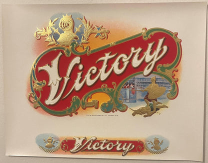 Antique Victory Cigar Label 🏛️ Embossed Roman Gladiator NOS 1900s–1920s W.C. Frutiger & Co. 🥇
