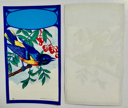 Antique Bluebird Broom Label 🐦 NOS Blank Panel Commercial Lithography Art Nouveau 1910s–40s