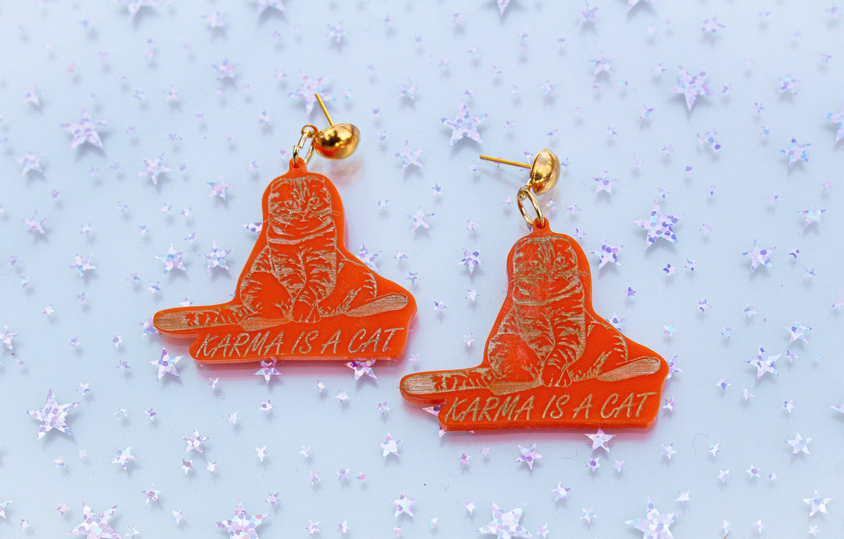 Karma is a Cat Earrings