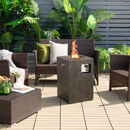 16 Feet Square Outdoor Propane Fire Pit with Lava Rocks Waterproof Cover 30000 BTU