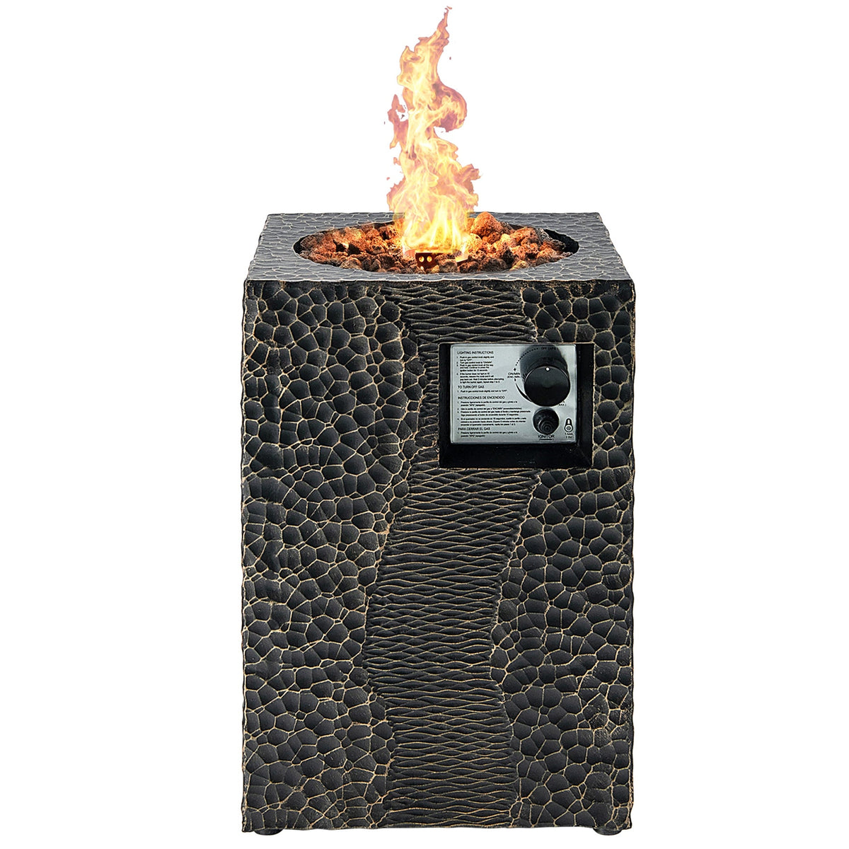 16 Feet Square Outdoor Propane Fire Pit with Lava Rocks Waterproof Cover 30000 BTU