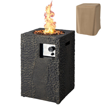 16 Feet Square Outdoor Propane Fire Pit with Lava Rocks Waterproof Cover 30000 BTU