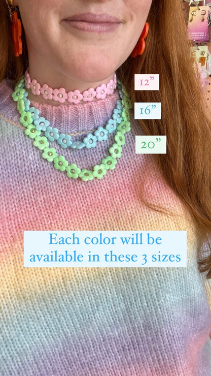 Green Pastel Flower Necklace