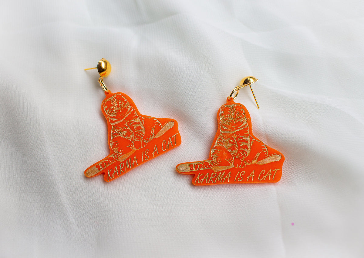 Karma is a Cat Earrings