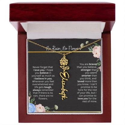 Inspirational No Rain No Flowers Necklace