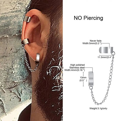 Earrings For Men Unisex Cuff For Pierced or Unpierced Ears.